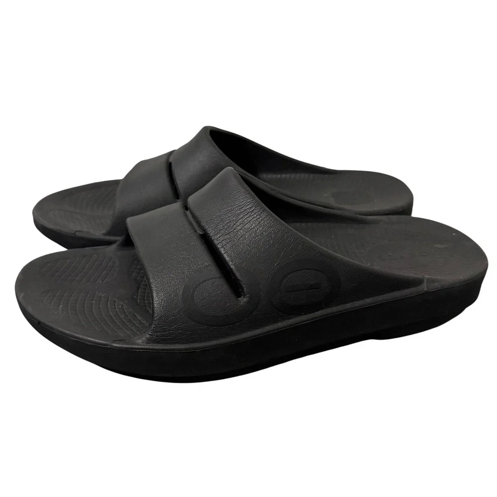 Oofos OOahh Recovery Slide Sandals Mens 9 Womens 11 EU 42 Black Comfort Athletic